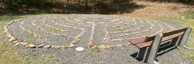 The prayer labyrinth on the shrine grounds.