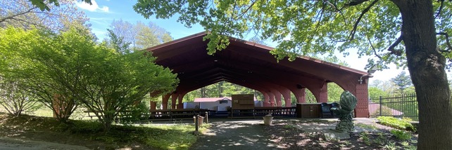 The outdoor pavilion where summer Masses are celebrated.